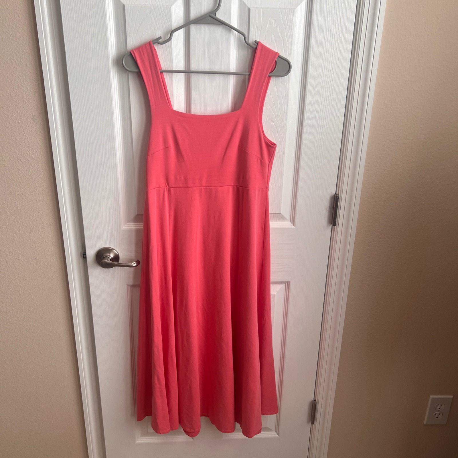 Able Coral Pink Square Neck Midi Dress Sleeveless Casual Womens Size Medium